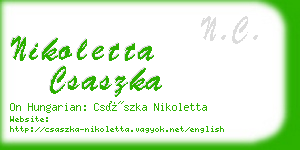 nikoletta csaszka business card